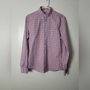 J. Crew Slim Fit Men's Blue White Orange Long Sleeve Button Down, M